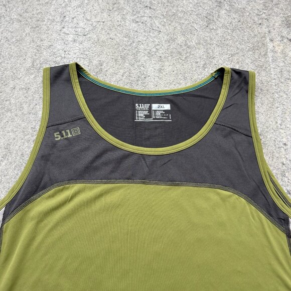 5.11 Tactical Tank Top Men 2XL Green Black Gray Colorblock Performance - Picture 1 of 12